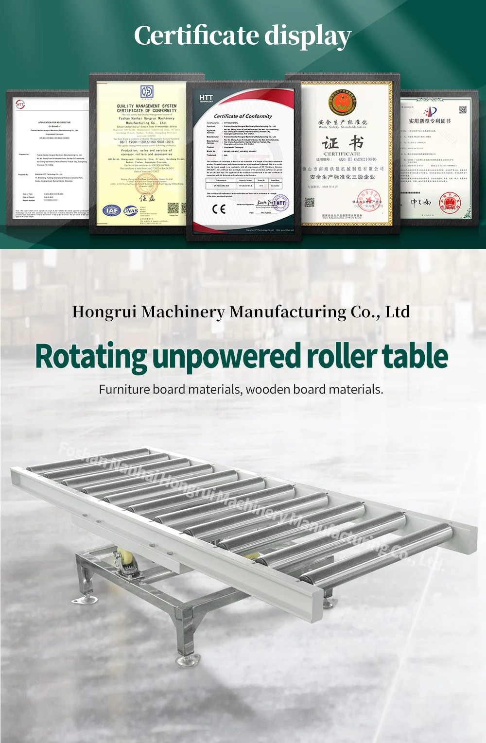 Angle adjustment without power rotating roller table, safe and stable, easy to operate supplier