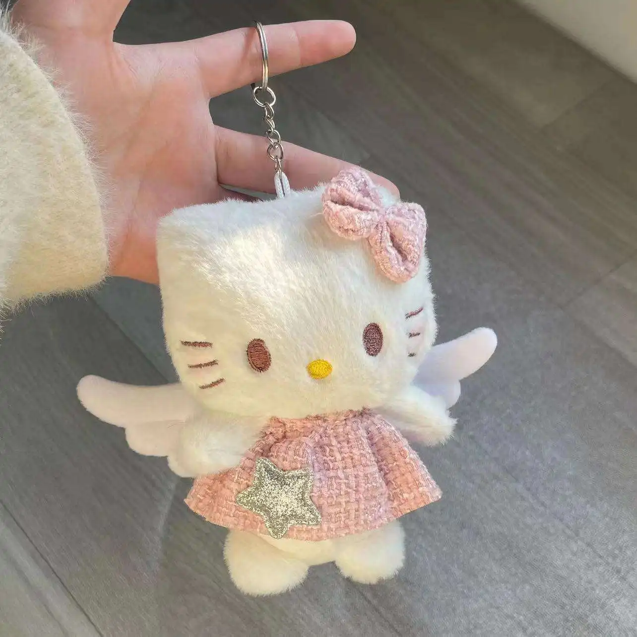 Allogogo Custom New Arrival Cartoon Promotional Hello Kt Kawaii Plush Keychains Plush Doll Soft Cat Plush Keychains