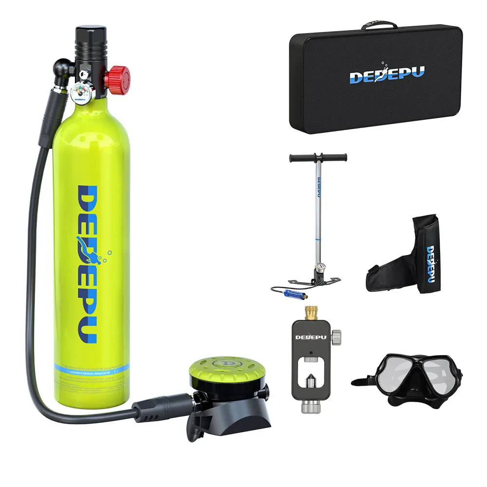 Explosive Models 1L Mini Scuba Diving Tank High Aluminium Dive Mask Adapter Manual Pump Carrying Bag Oxygen Air DOT Certified
