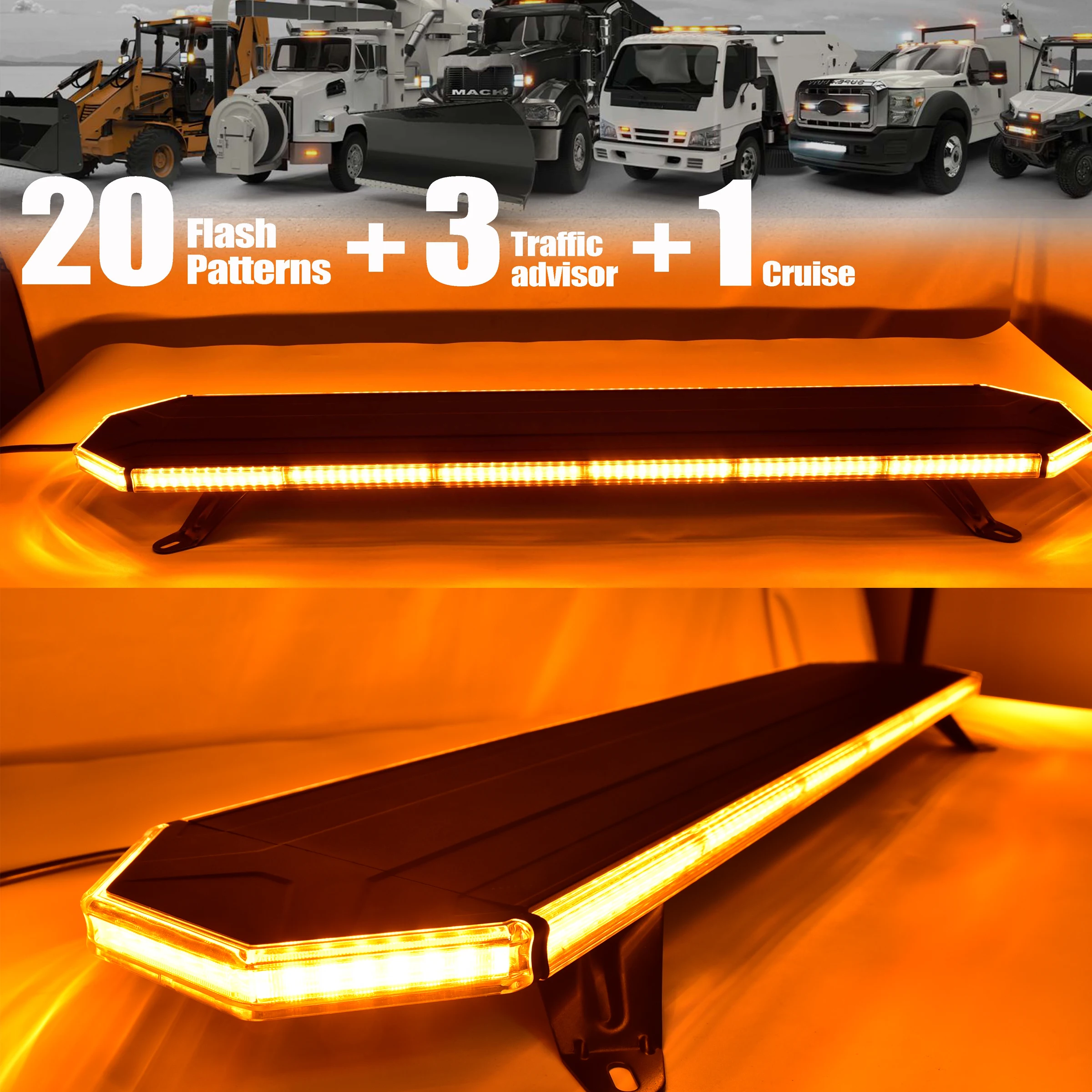 Emergency Amber Led Light Bar Low Profile Traffic Advisor Cruise Light Car Roof Mounted Strobe Warning Light bar t for Tow Truck
