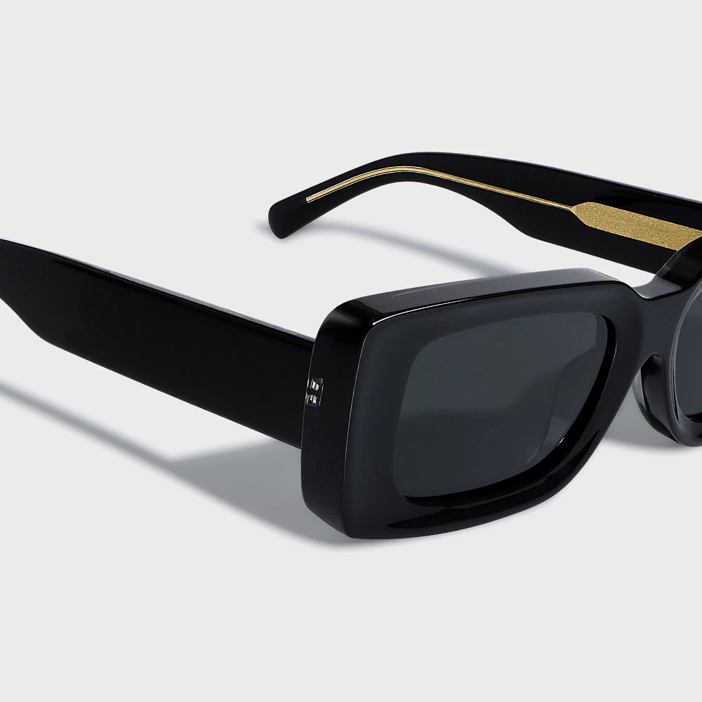 Yeetian Classic Retro Black Rectangular Hombre Occhiali Italian Bio Brand Logo Custom Thick Acetate Sunglasses