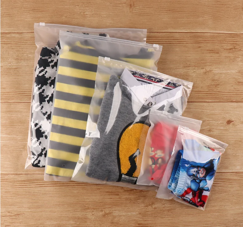 Custom Logo Transparent Clear Matte Zip Lock Plastic Socks Bikini Swimming Clothes Packaging Bag Customizable Zipper Closure