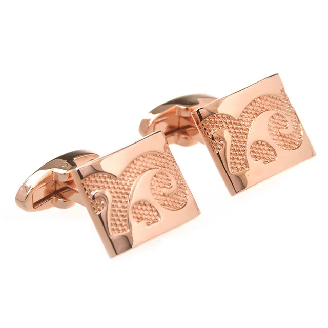 Wholesale Rose Gold Classic Fabric Pattern Cuff links Custom Mens Business Suit Shirt Wedding Party Tuxedo Premium Cufflinks