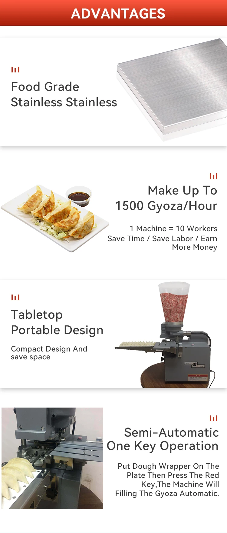Grain product Tabletop mini home semi automatic small size table top japanese fried dumpling forming gyoza making machines maker