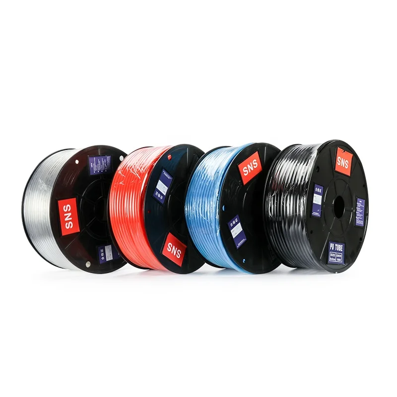 Пневматический пластиковый полиуретановый шланг SNS APU10X6.5 оптом, полиуретановый шланг, полиуретановая трубка с цветным красным, синим, черным, прозрачным