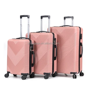 Waterproof Durable ABS Luggage Set Pink Travel Trolley Bags Luggage 3 Pcs Sets Fashionable Hard Side Spinner Suitcase
