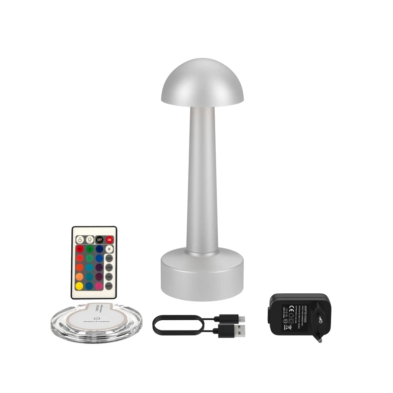 Aluminum LED Cordless Table Light Rechargeable Desk Lamp Set with Inductive Charging Base