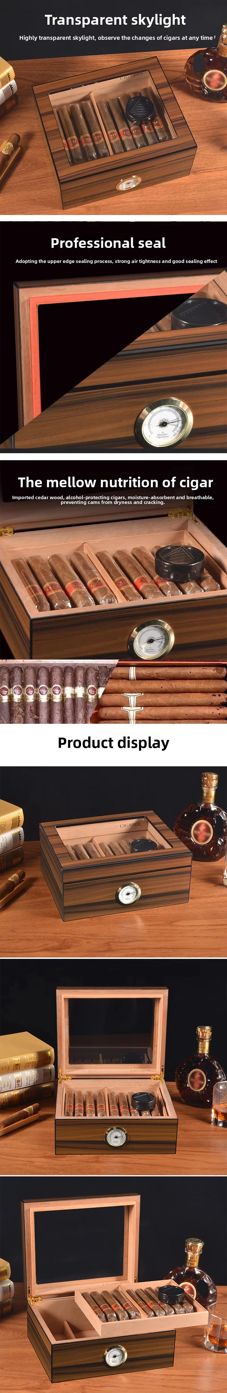 Customized Brand Cigar Box Wholesale Luxury Display Storage Wooden Case Cigar Case Lock Cabinet