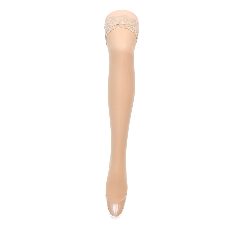 Распродажа от производителя красивые чулки до бедра из силикона с кружевом 20D телесного цвета