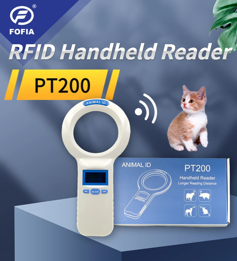Handheld RFID Microchip Reader with ISO11784/5 FDX-B Standard 1000 Data Storage and 3 AA Battery Power