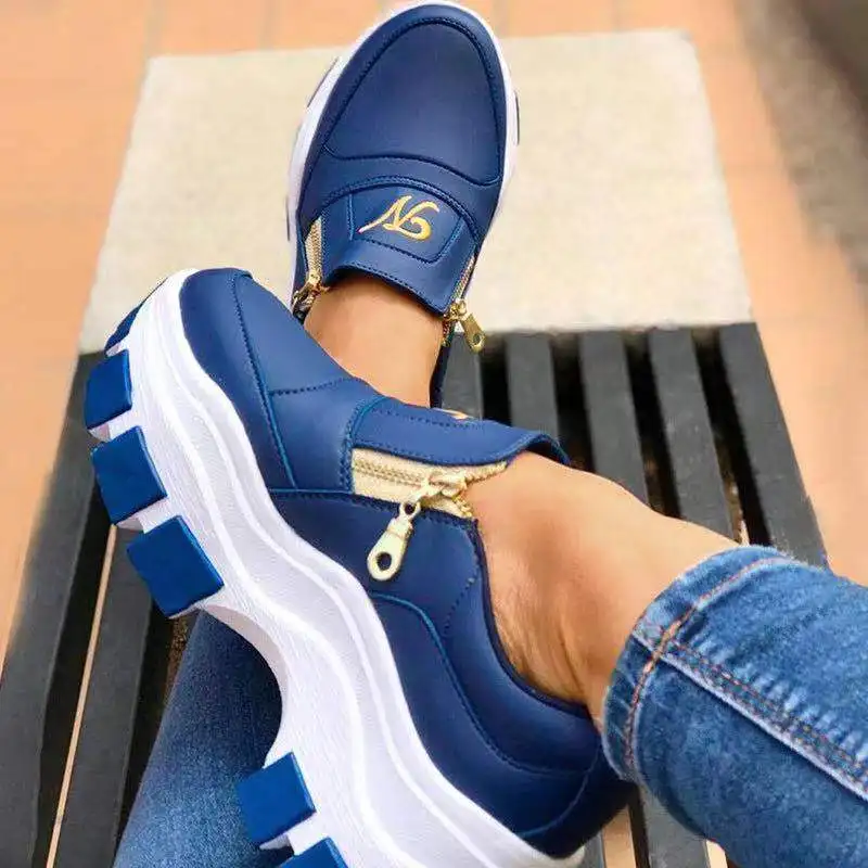 Zapatos Deportivos Con Cierre De Cremallera Para Mujer,Zapatillas Cómodas A  La Moda,Venta Al Por Mayor - Buy Las Mujeres Zapatillas De Deporte, Zapatillas De Deporte De Moda,De Moda De Las Mujeres Zapatillas De