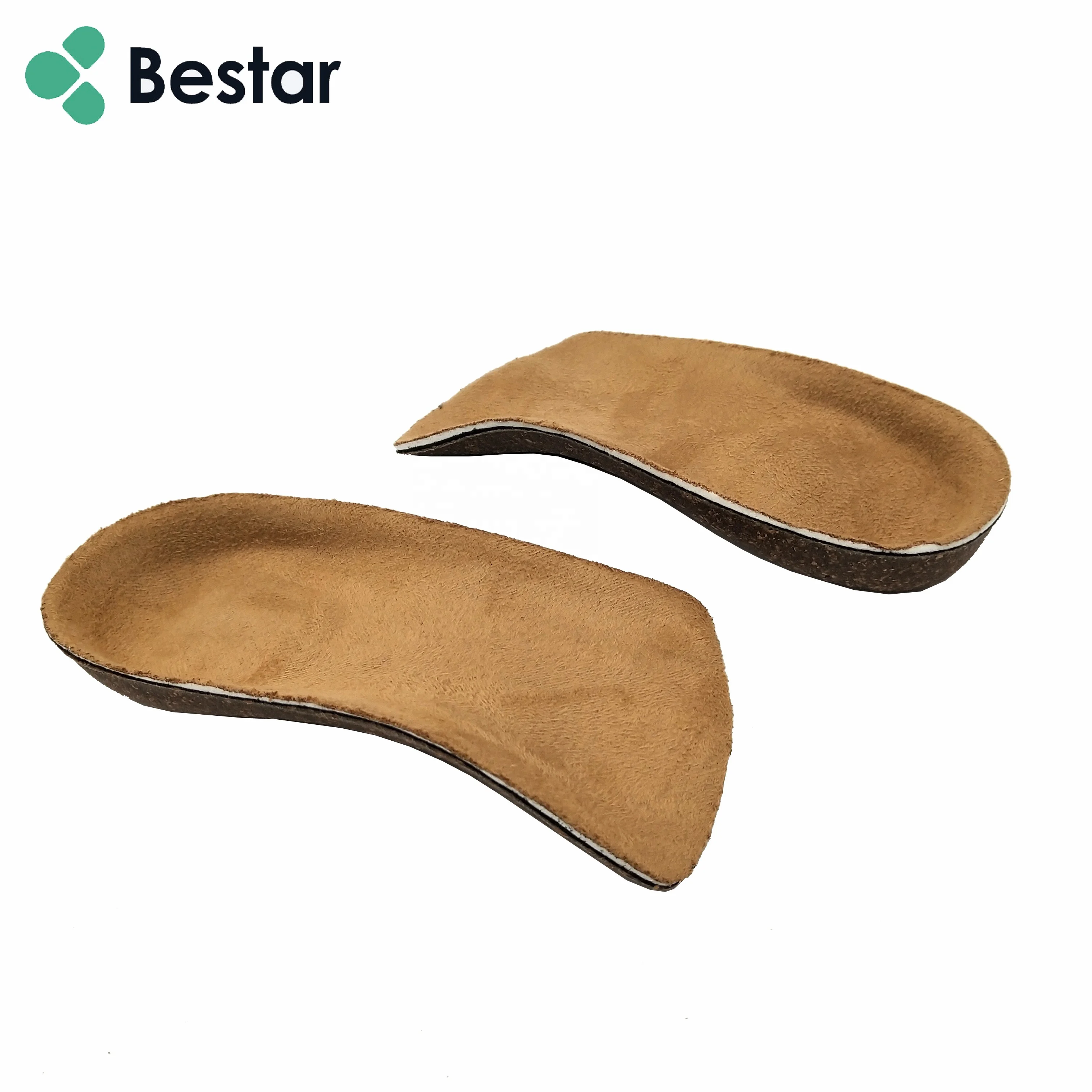 3/4 Ortho Insole Natural Cork Arch Support for Flat Feet
