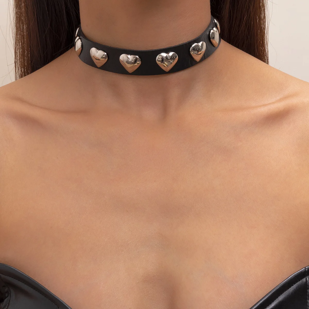 Wholesale Punk Cool Style Pu Leather Collar Choker Necklace Gothic Emo Love  Heart Rivet Collier Necklace for Women Girls Men Accessory From  m.