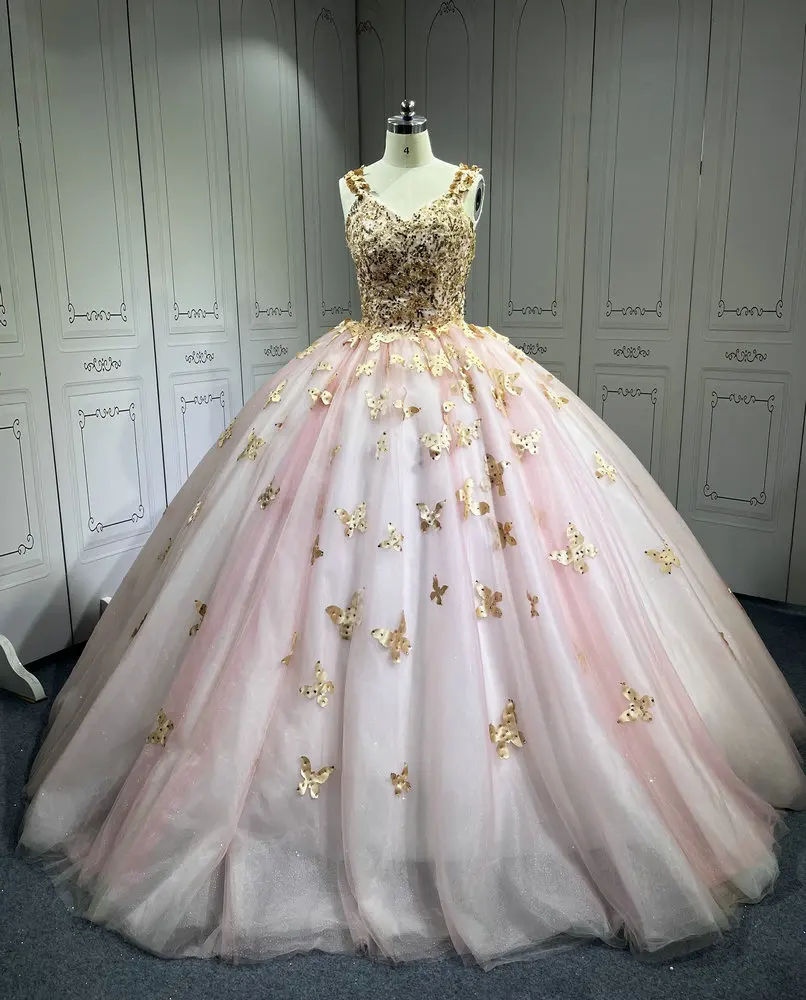 pink and gold quince dresses Rose Gold Quinceanera Dress 1628 Rose Gold / XSmall