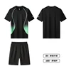 ชุดเสื้อยืดวิ่งสีดำและเขียว รุ่น KJW6805