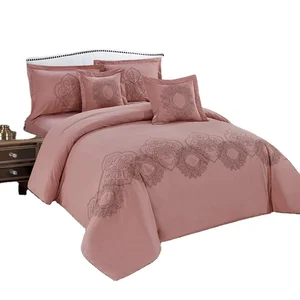 Luxury 6pcs Bedding Set Embroidery Bed Comforter Microfiber Bedding Set Comforter Sets