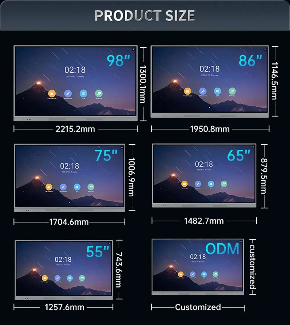 65 75 86 98 110 Inch Multi Touch Screen All-In-One 4K LCD Interactive ...