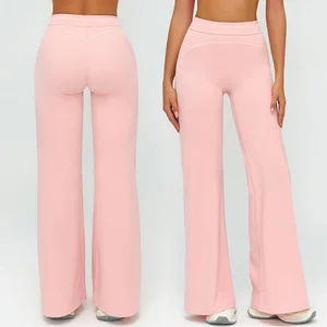 Roregal New Arrival Style Wholesale Women Running High Waist Yoga Pants Fitness Loose Wide Leg Pants