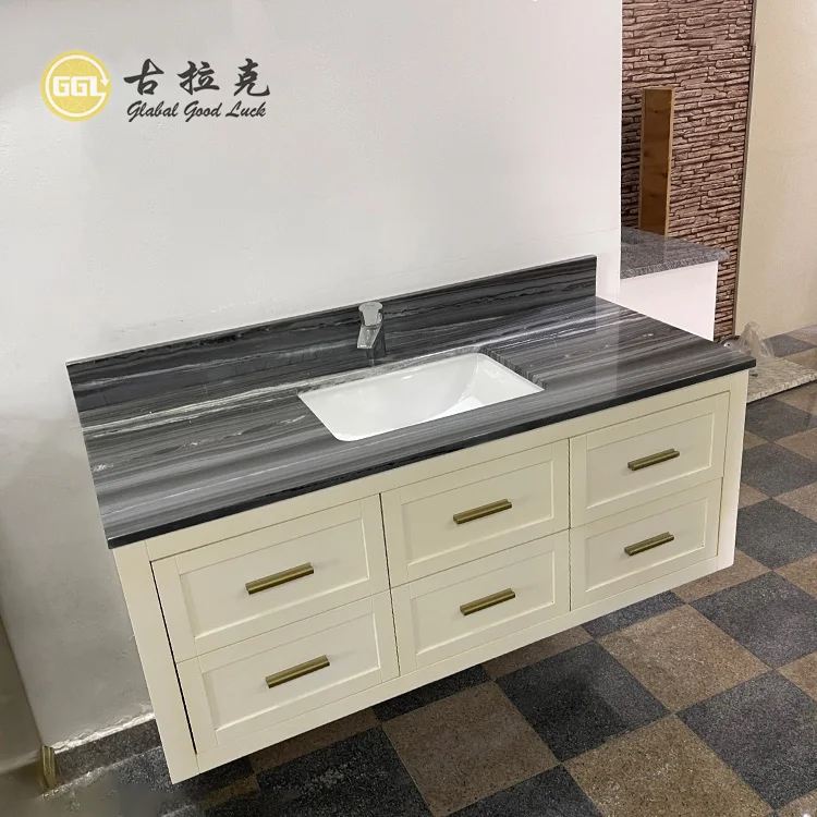 Customized Size Palissandro Blue Marble Vanity Washing Basin Counter Top Polished Surface Nature Stone Home Decor