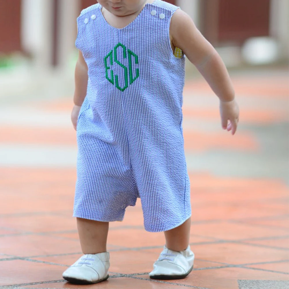 Wholesale Monogram Toddler Infant Blank Plain Seersucker Bubble Baby