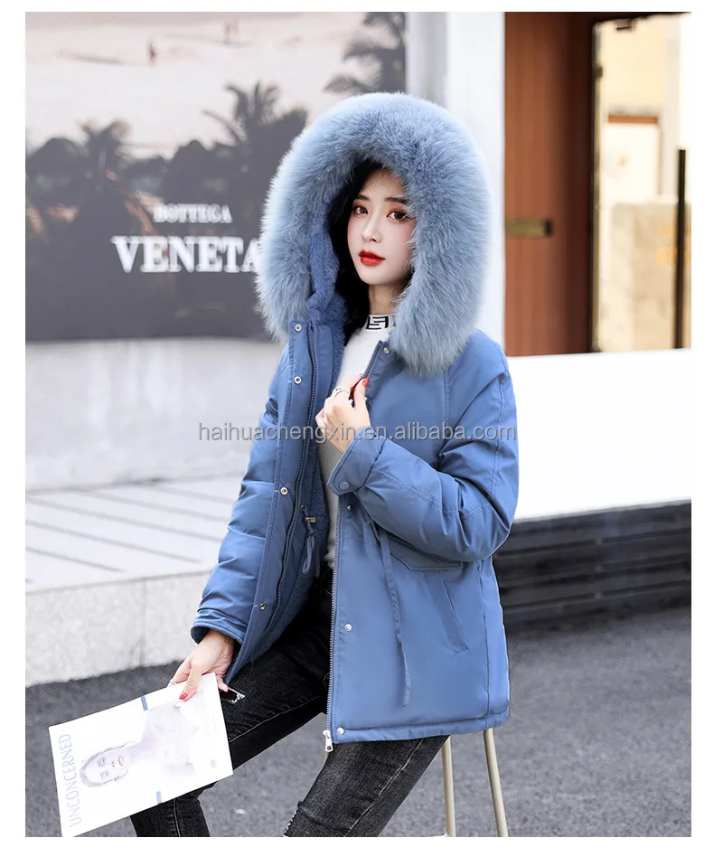 Wholesale Lady Fur Collar Long Hoodies Women's Parkas Coats Fur Parka ...