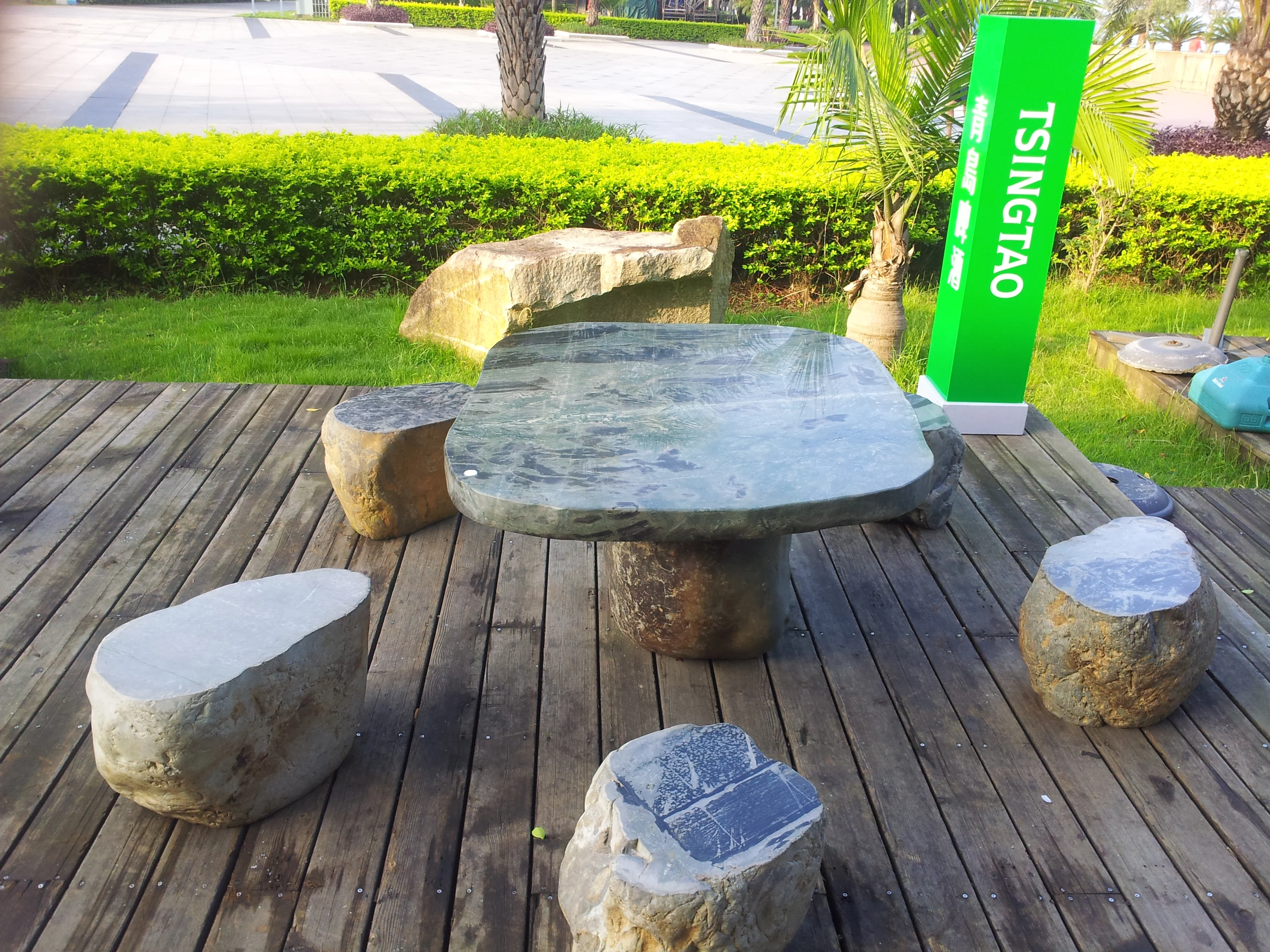Outdoor Furniture Stone Table And Chairs For Garden Black Granite