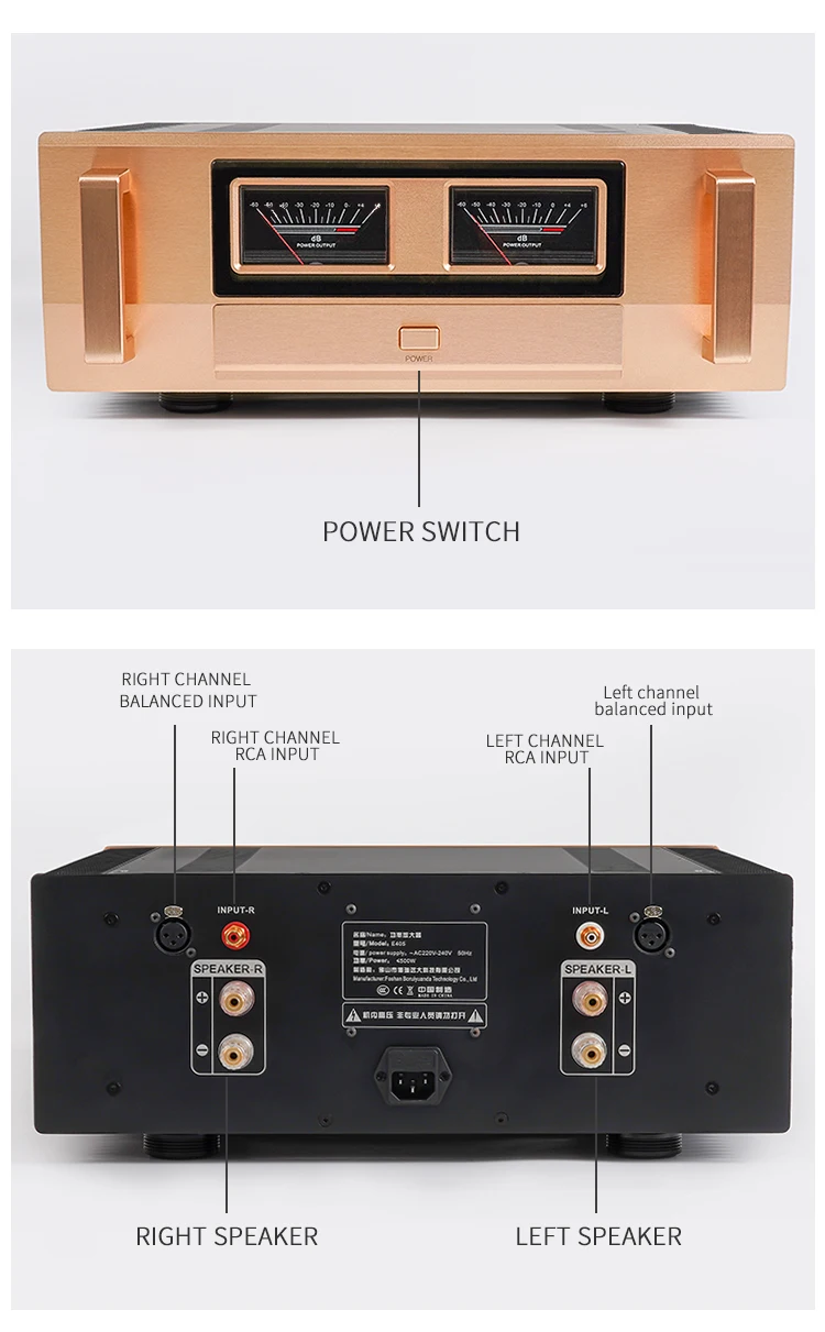 BRZHIFI E405 Class A B 300W high power amplifier house hold hifi pure rear speaker system factory