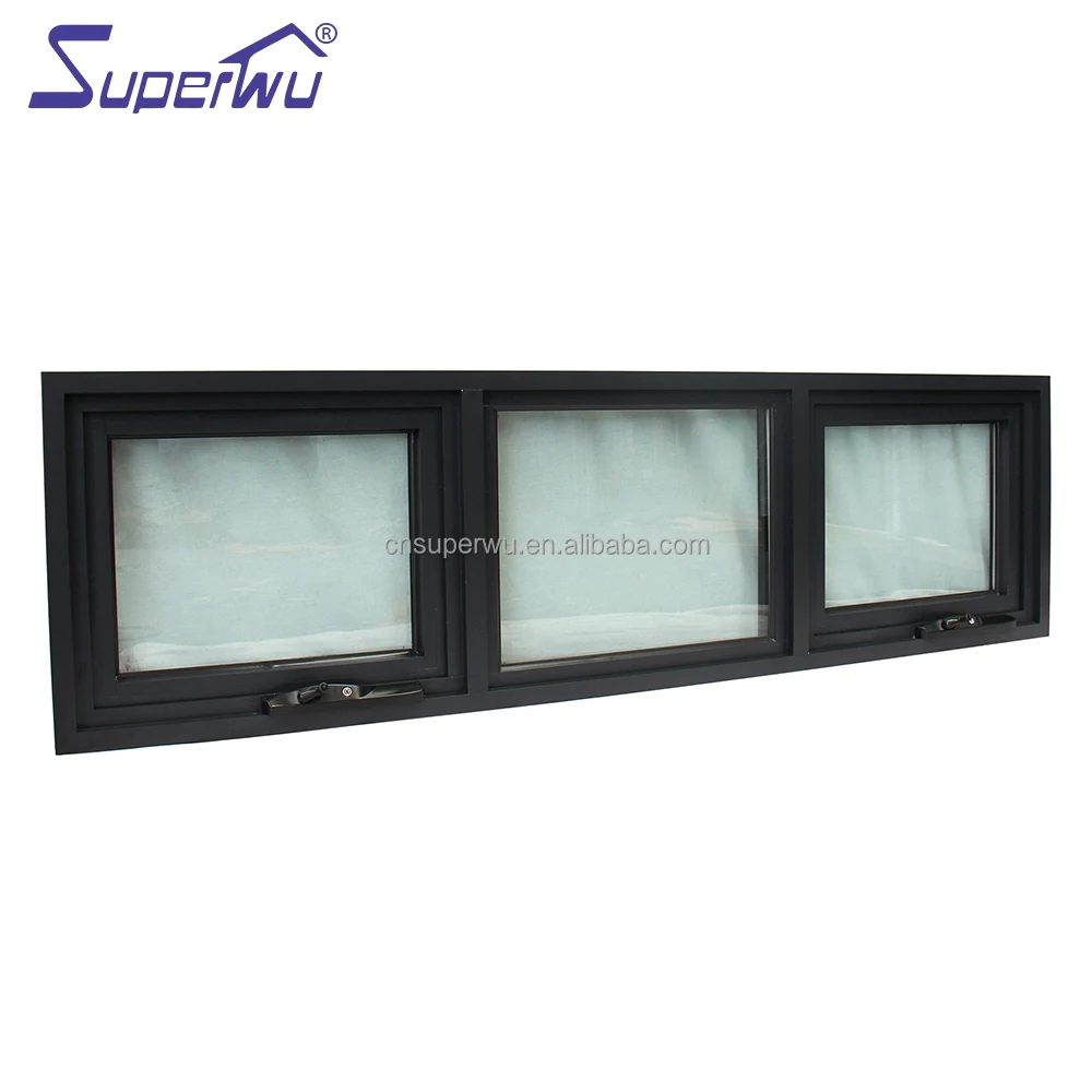 Tempered Clear Glass Water Resistant Commercial Double Glazed Awning Windows
