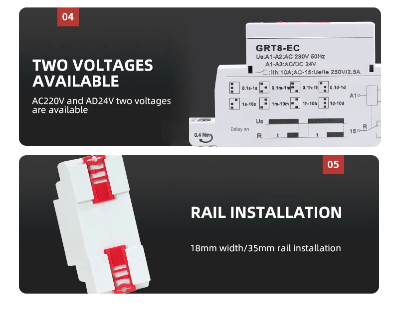 GEYA GRT8-EC-230 AC230V DC24V Time Relay - Dual Function
