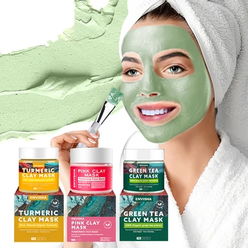 Top Seller Hot Sale Products Turmeric Green Tea Pink Rose Face Care Mud Clay Anti Aging Whitening Facial Mask For Acne Skin