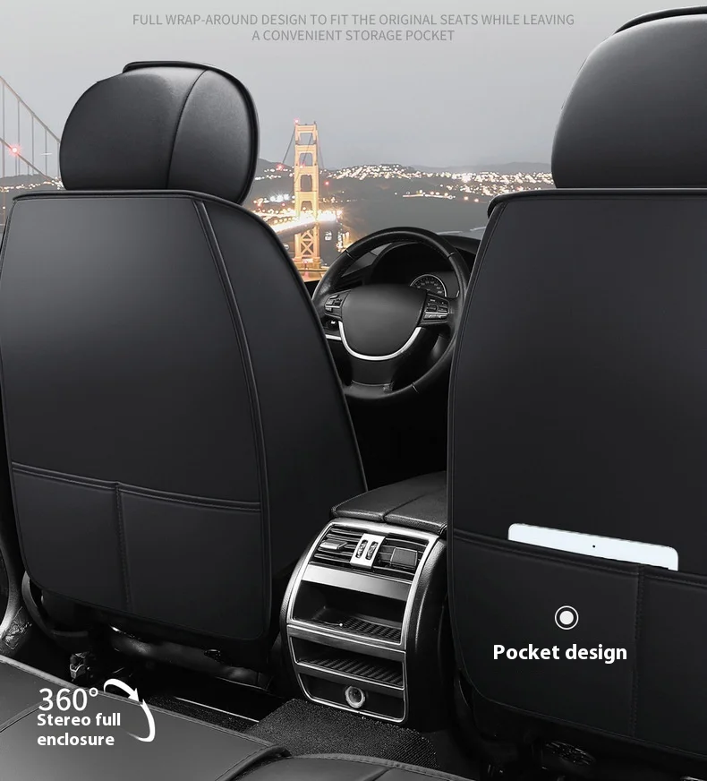 Napapi Fully Surrounded Leather Car Seat Cover Easy-Care Front Cushion for General Motors Four Seasons Modern Durable City Polo 17
