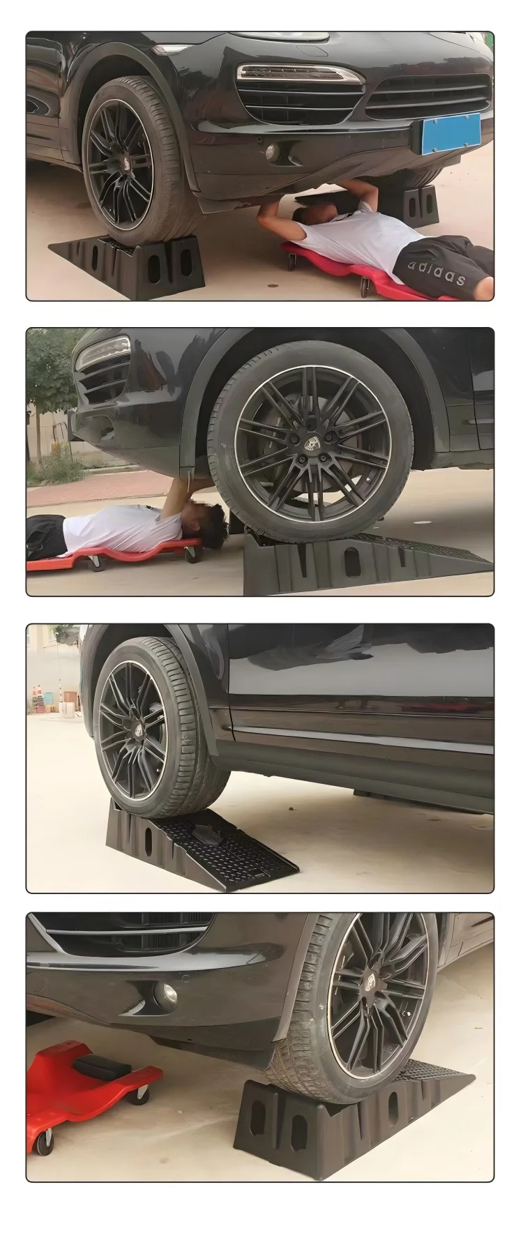 Portable HDPE plastic car anti-skid blocker truck stopper and iron parking wedge parking block for road use