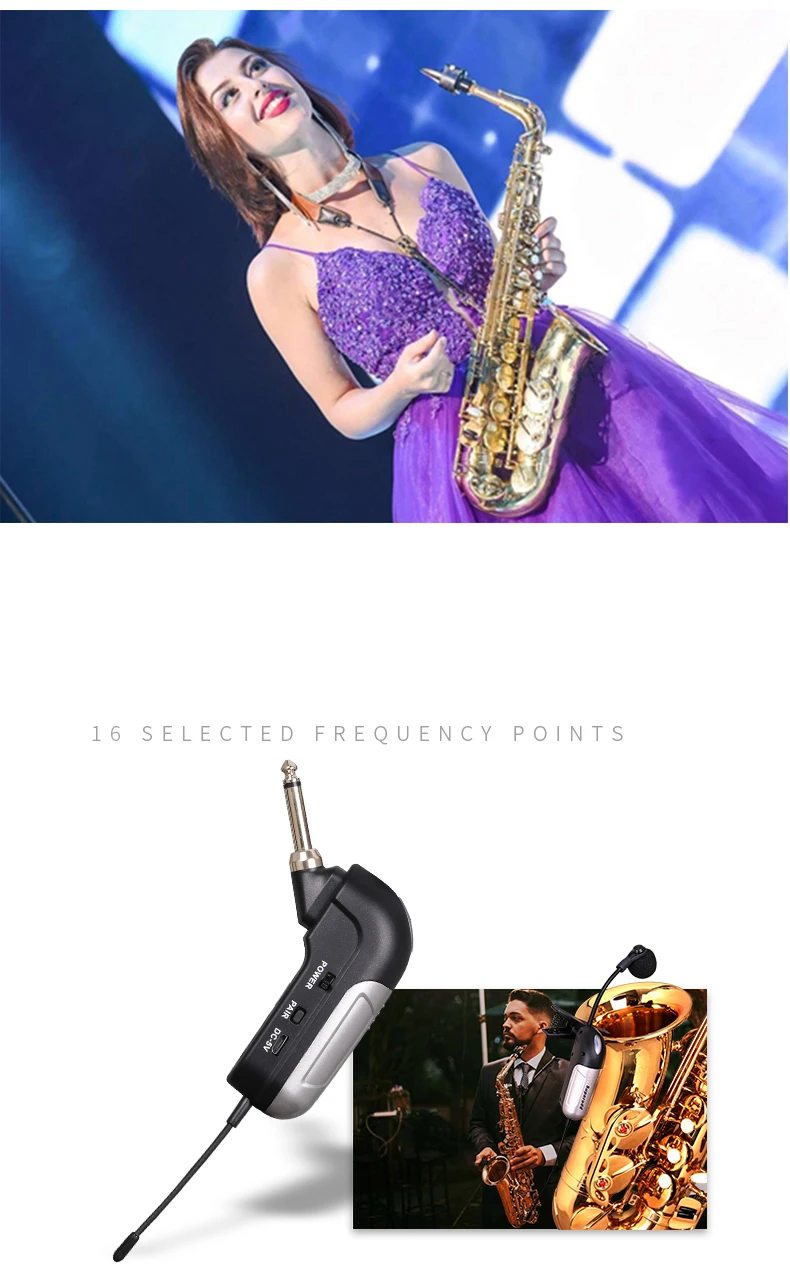 Portable Wireless Saxophone Microphone System Performance Musical