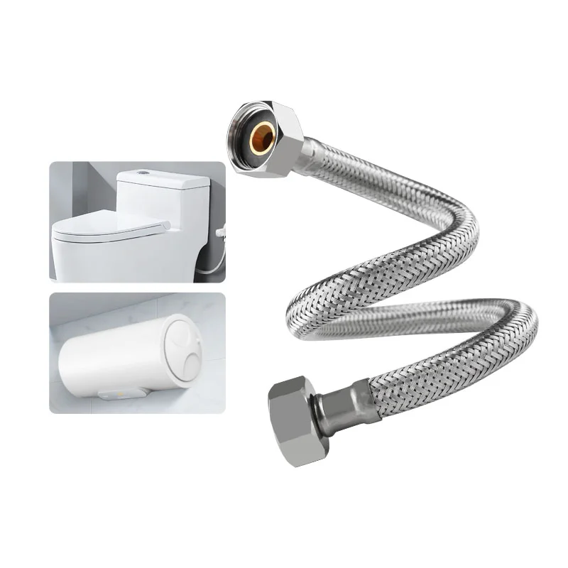 304 Stainless Steel Braided Flexible Hose for Kitchen Faucet Hot and Cold Water 1/2 Inch Hose Double Lock for Basin Faucet