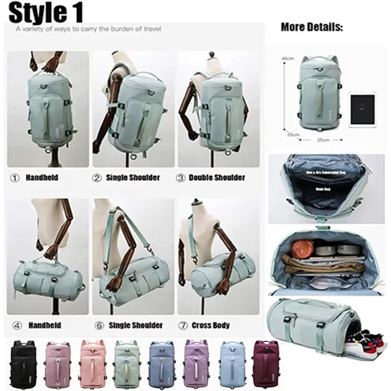 Custom Nylon Canvas Portable Durable Shoe Space Travel Work Out Exercise Waterproof Fabric Sport Gym Bag With Logo Duffel Bag