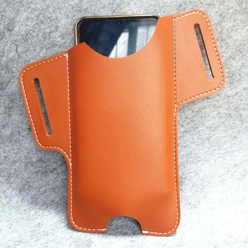 Custom Leather Cell Phone Holster Capas Para Celulares Sheath Belt Loop Hole Waist Bag Leather 9833