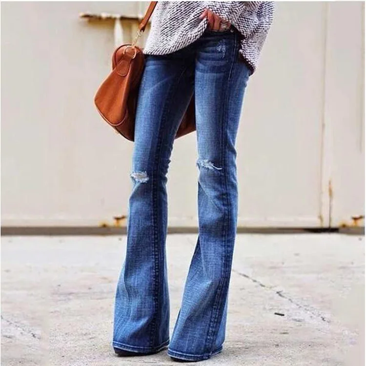 Oem Denim Jeans Nuevo Estilo De Moda Slim Vaqueros Flare Jeans Pantalones  Para Mujeres - Buy Pantalones Vaqueros Rasgados Product on Alibaba.com