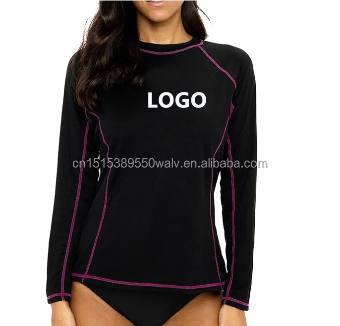 Upf 50+ Women Surfing Rash Guard Custom Logo Compression Shirt Long