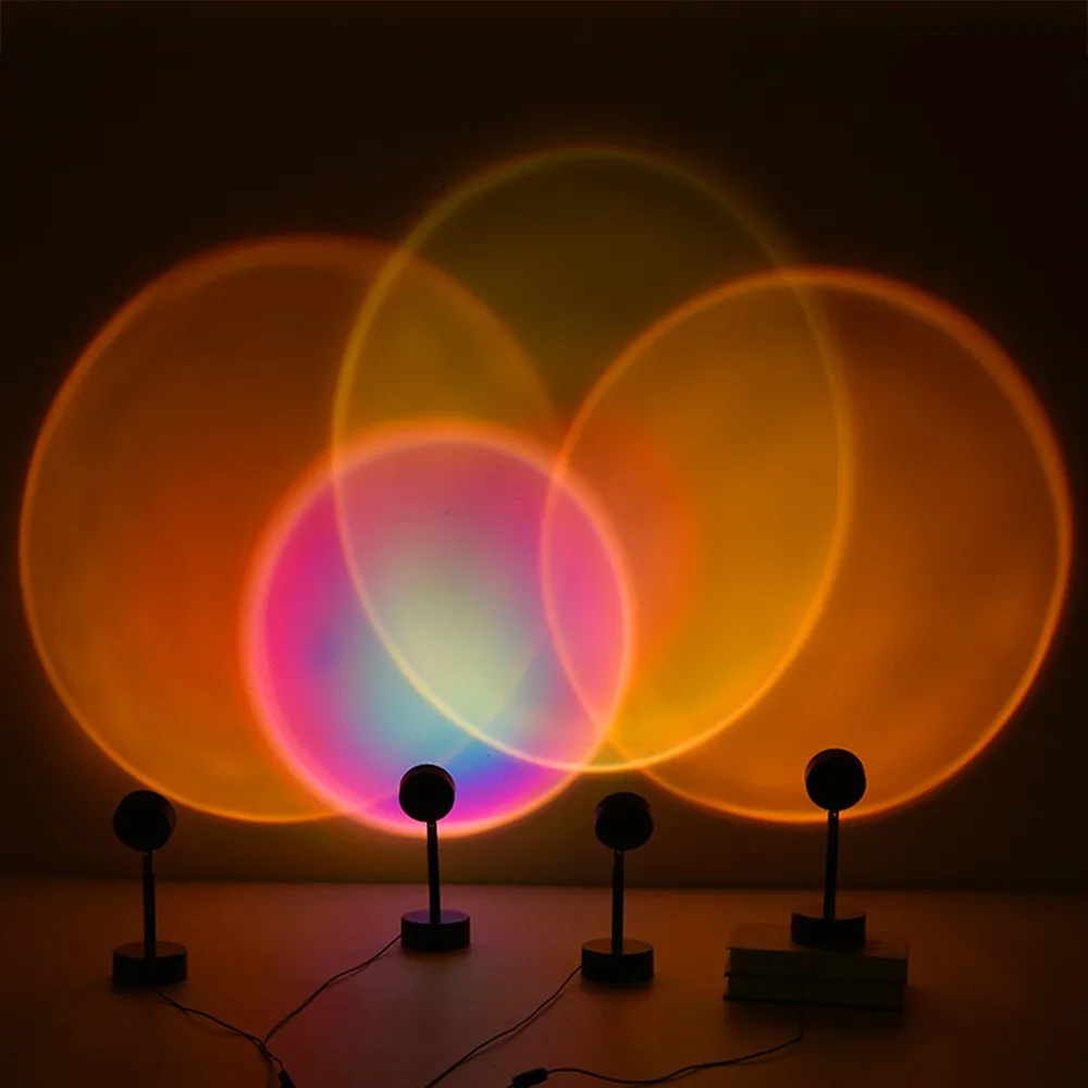 Sun Sunset Rainbow Projector Atmosphere Night Light Lamp USB Home Decoration 