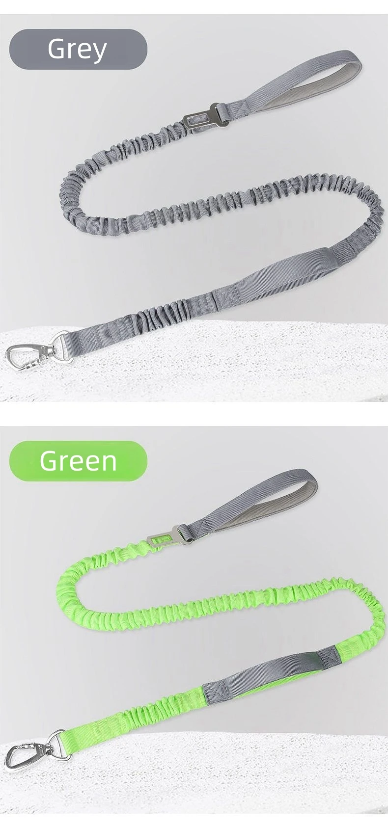 Multifunctional Nylon Bungee Dog Leash with Comfort Sponge Handle, Carabiner Clip and No-Pull Ergonomic Grip for for Walking