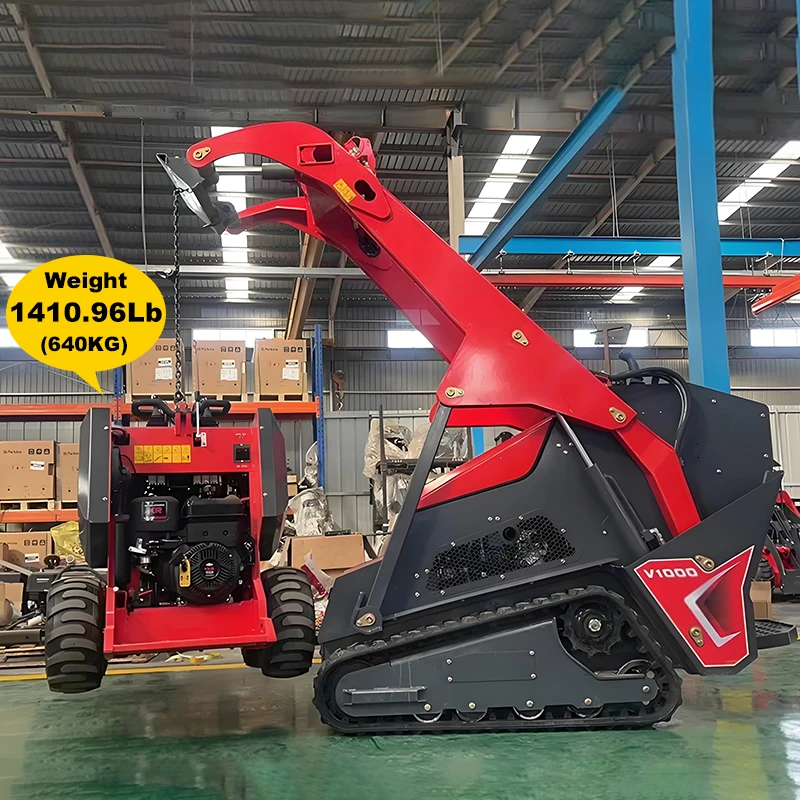 Easy to Operate Derette V1000 Mini Skid Steer Crawler Loader with Advanced Vertical Lift and Float Function for Precise Control