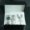 Silver green watch set + gift box