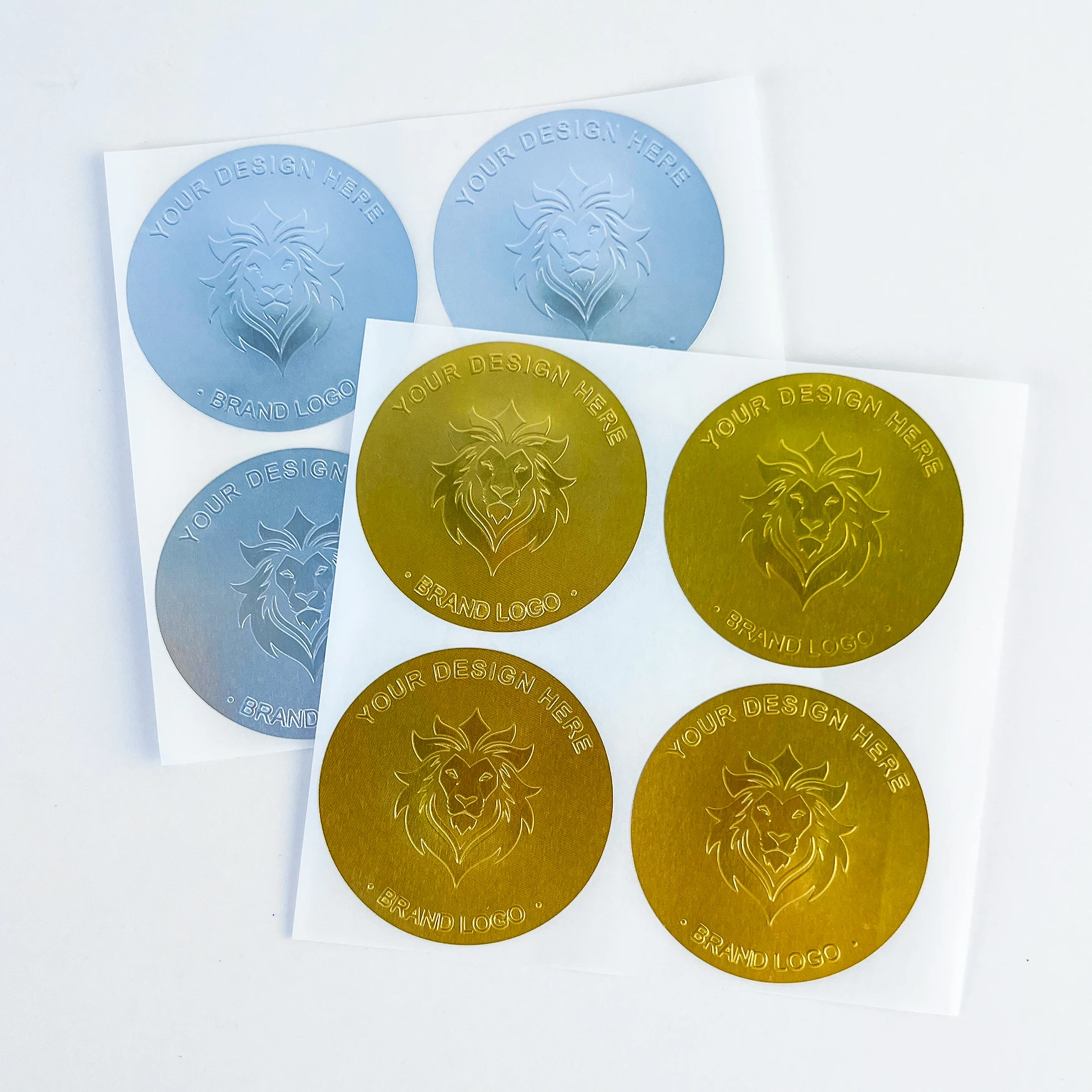 Custom Silver Gold Embossed Logo Stickers Label Gift Sealing Paper Aluminum Foil Stickers 3D Gold Embossed Sticker for Packaging