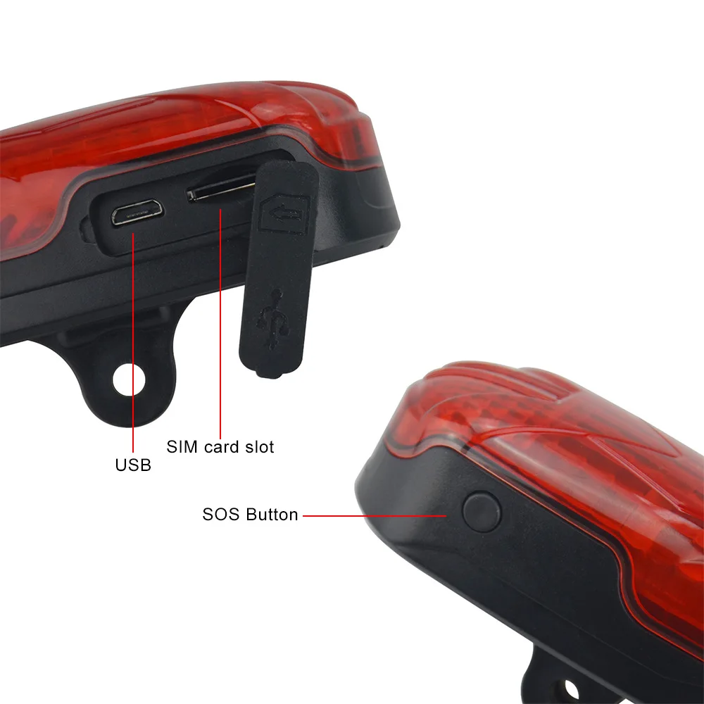 Free App Bicycle Tail Light GPS Positioning Tracker Bike GPS Tracker  Battery Operated with Geo-Fence for Outdoor Cycling