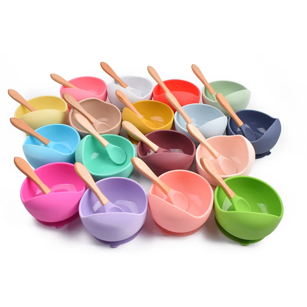 Animal Shape Strong Suction Silicone Plate Spoon Fork Bib Set Feeding Bib Baby Silicone Tableware