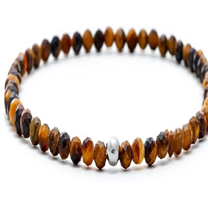 BERGERLIN Genuine Tiger's Eye Natural Stone with 925 Sterling Silver Pearl Men Women Certificate of Authenticity