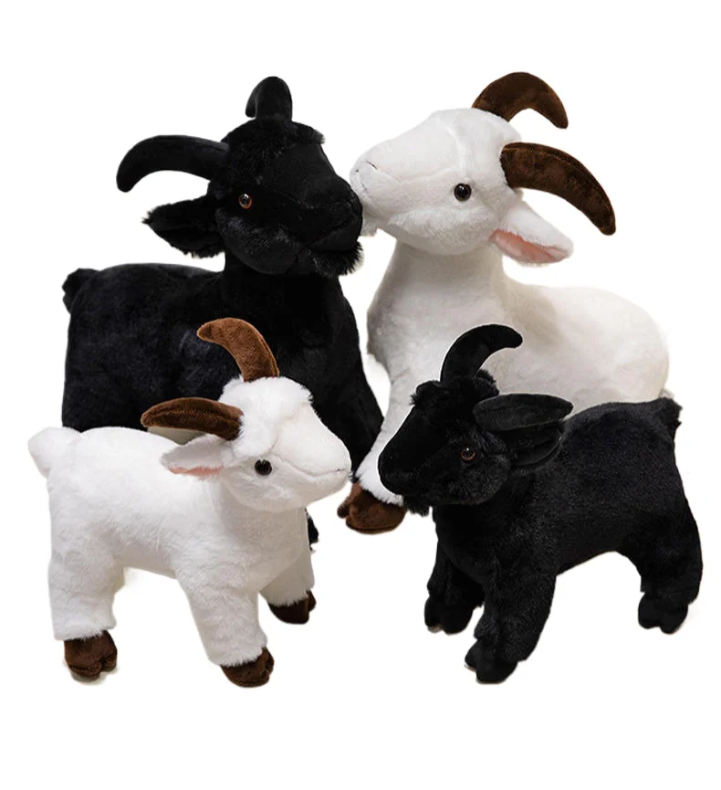 New Super Soft Simulation White Soft Toy Goat Cuddly Black Mountain Goat Stuffed Animal Lifelike Goat Plush Toys Child Gift