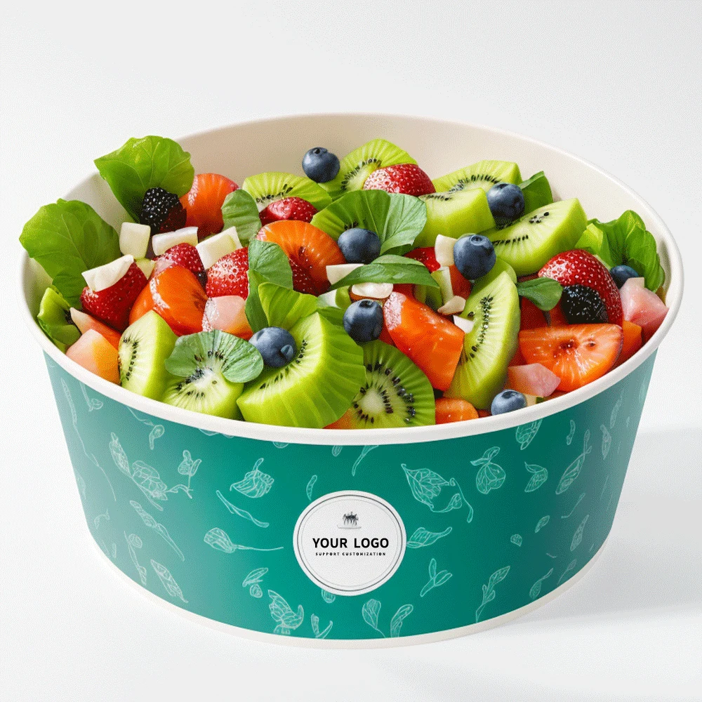 Custom Brown Disposable Kraft Paper Bowl with Lid for Soup Salad Take-Away Food Packaging Custom Printing