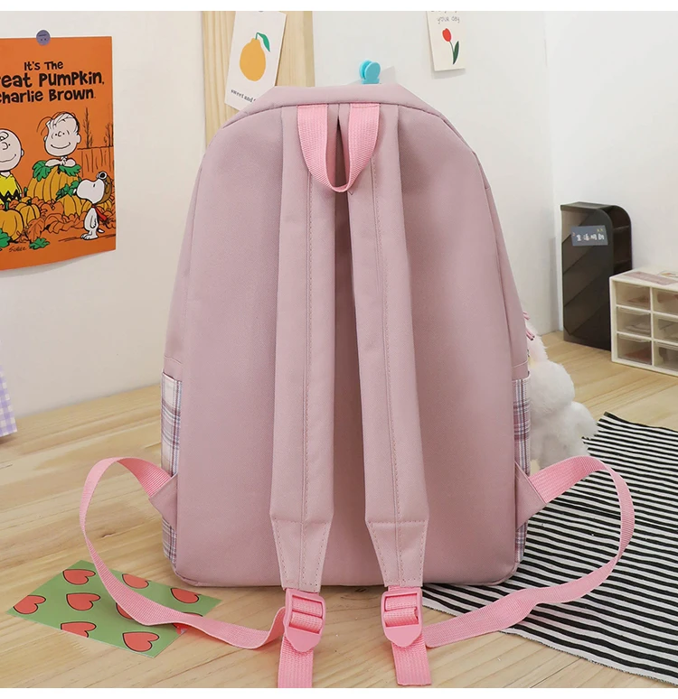 Wholesale customized large capacity middle and high school cute dolls students 4 in 1 lunch box  travel school backpack