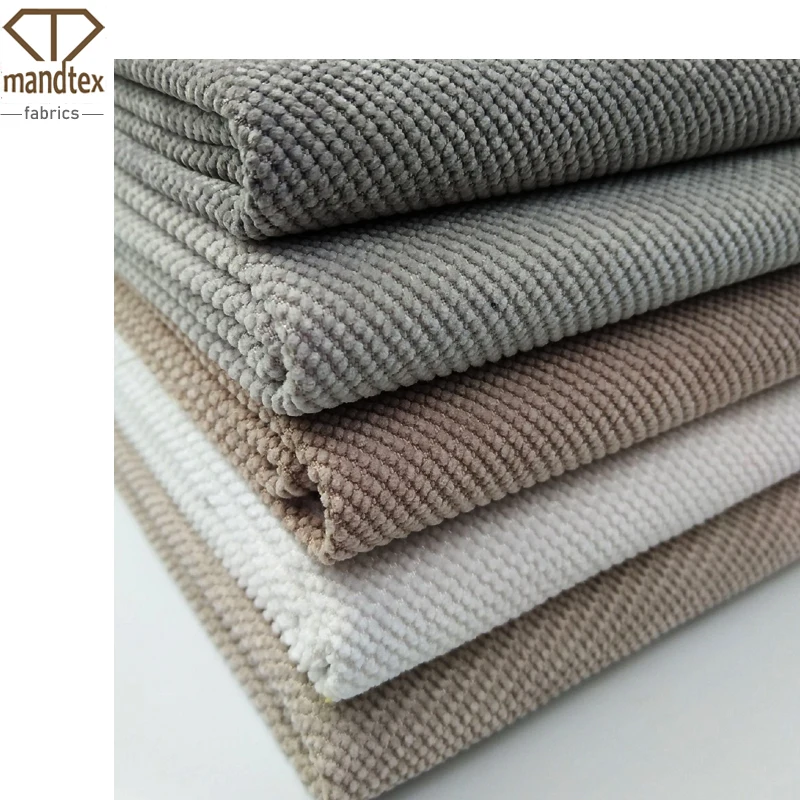 Mand textile ready stock micro polyester dobby woven yarn dyed comfortable dot velvet corduroy fabric for throw pillow by rolls